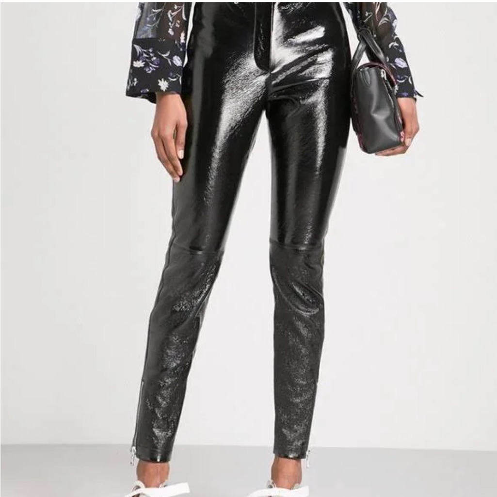 Philip Lim Leather Moto Pants With Silver Zipper
